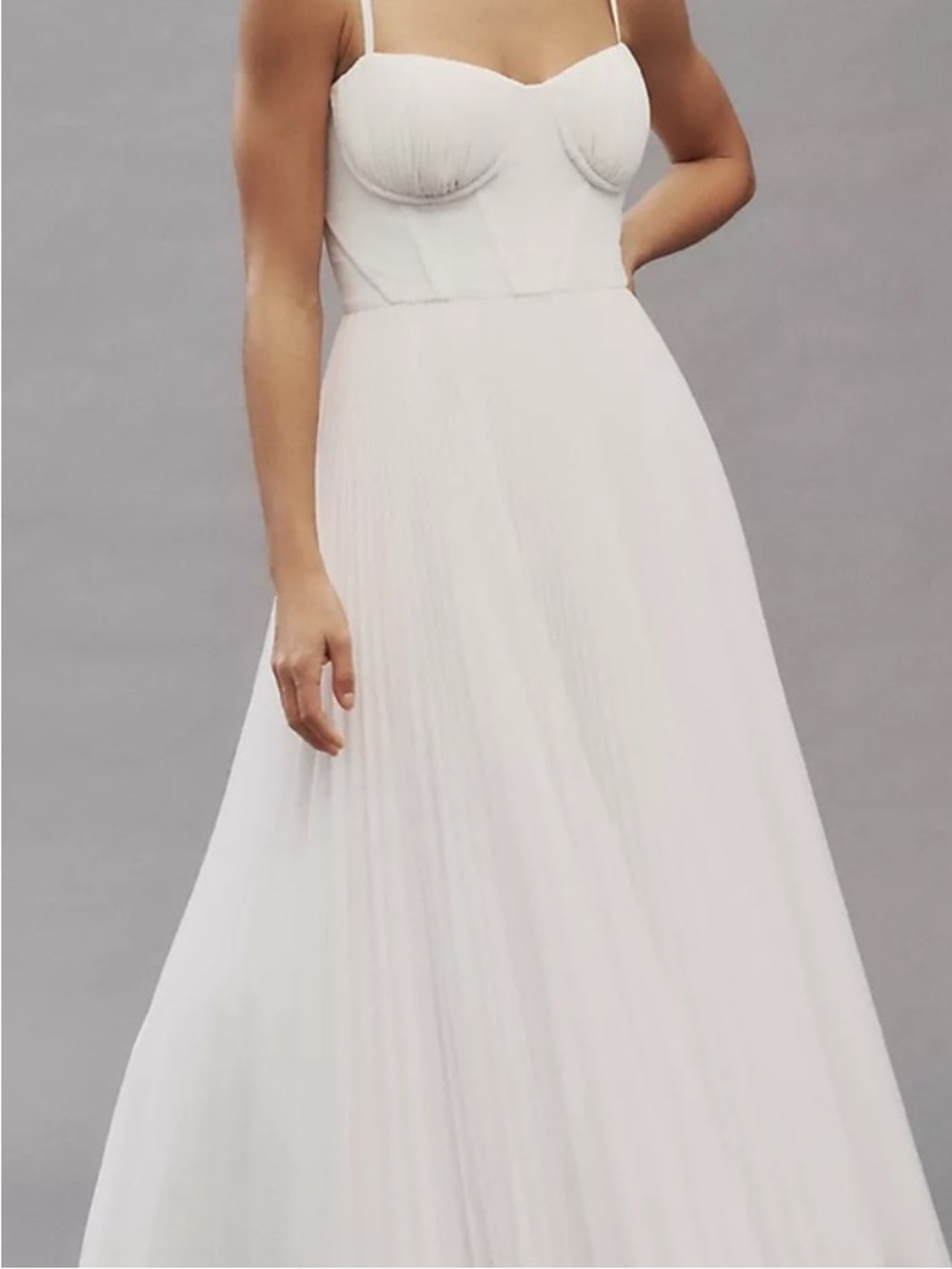 Hutch Amara Corset Pleated Tulle Fit and Flare Midi Dress